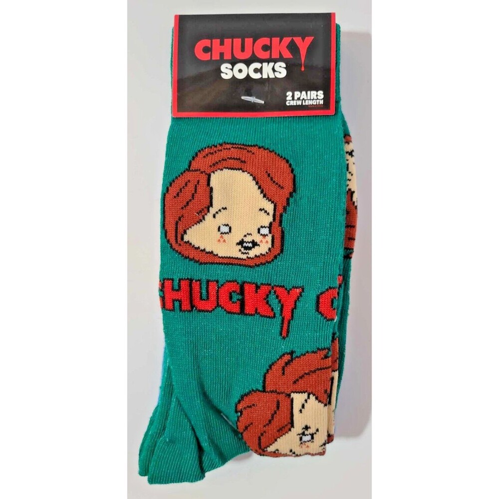 2 Pair Chucky Socks, Men's Shoe Size 8-12, Halloween Chuckie Doll Child's Play
